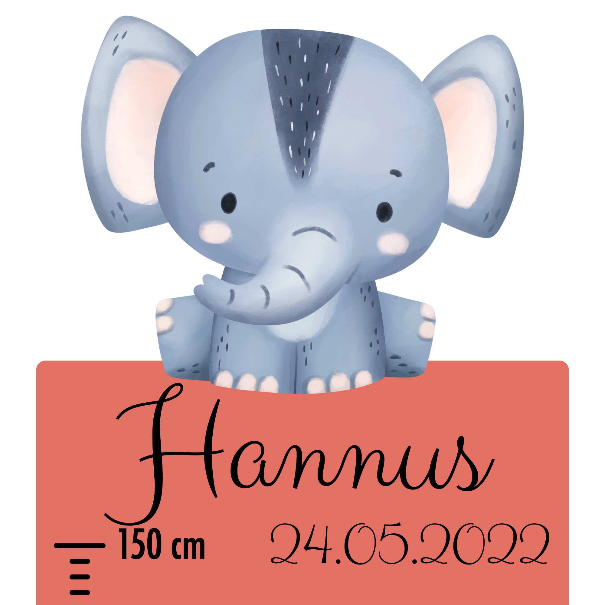 Textil falmatrica Gyermek magasságmérő névvel - lány  - Szafari 2